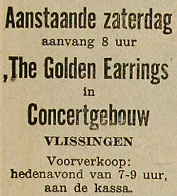 The Golden Earrings show announcement March 26, 1966 Vlissingen - Concertgebouw